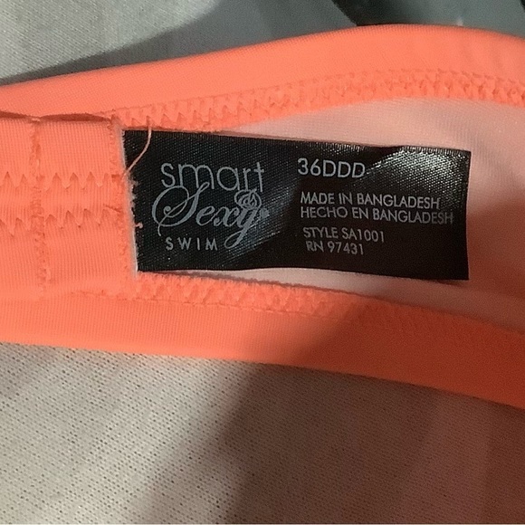 Smart Sexy Neon Coral Bikini Top Sz 36 DDD NWT - Picture 5 of 7
